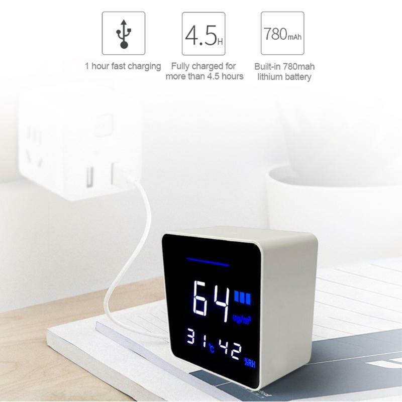 Home Desktop PM2.5 Temperature and Humidity Detector Air Quality Monitor Tester