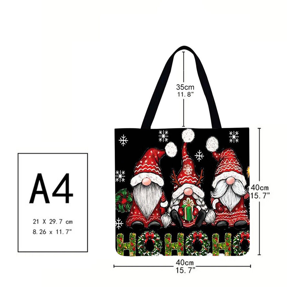 Santa Claus Printed Shoulder Shopping Bag Casual Large Tote Handbag