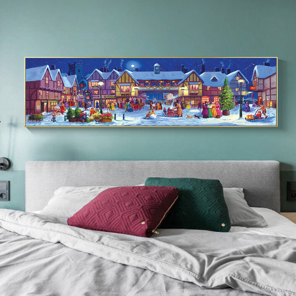 House Snow 5D DIY Full Drill Round Diamond Painting Mosaic Kit Home Decor