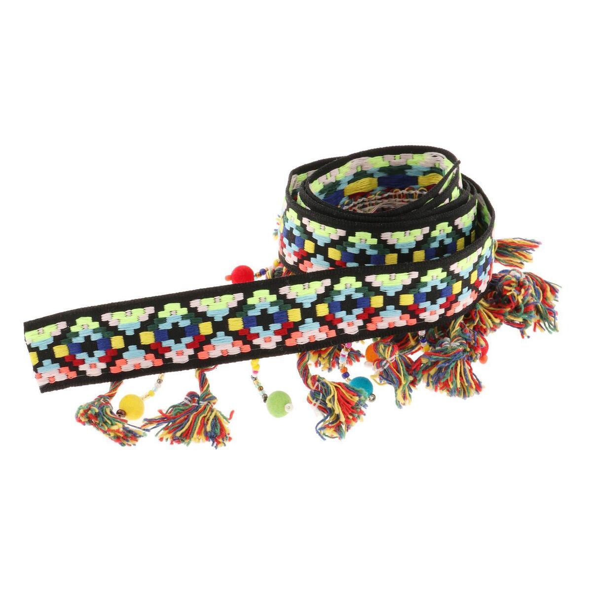 Colorful Tassel Embroidered  2.5cm Width for Sewing Craft Scarf Headwear