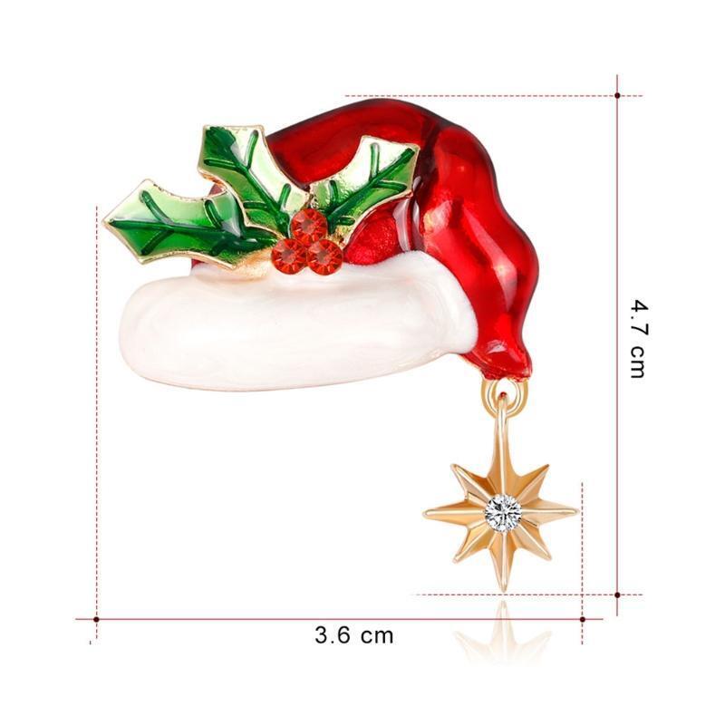 Christmas New Year Red Hat Pendant Brooch Corsage Gifts Banquet Pins Decoration