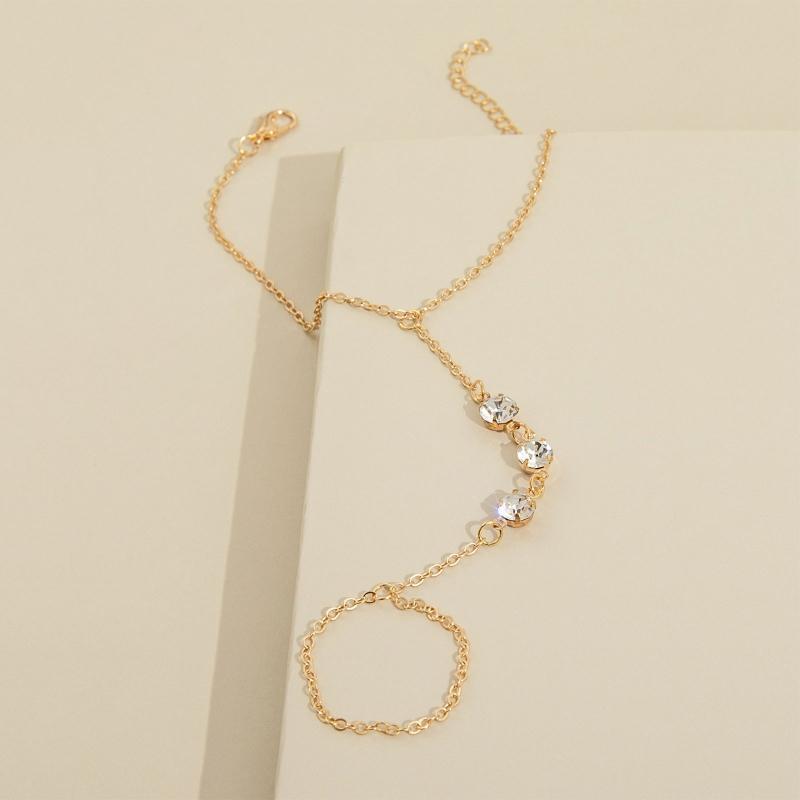 Sparkling Rhinestone Bracelet Slave Finger Ring Hand Harness Charm Jewelry