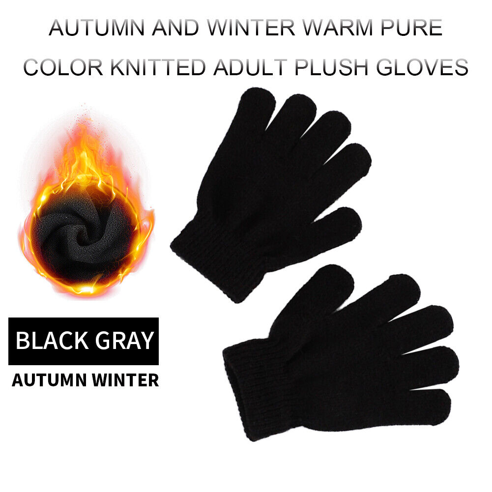 Women Men Warm Winter Gloves Full Finger Knitted Stretch Camping Mittens
