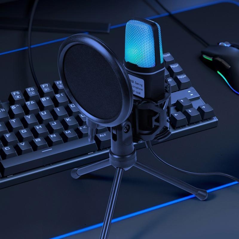 Microphone with Bracket Stand for Birthday Recording Streaming Conference