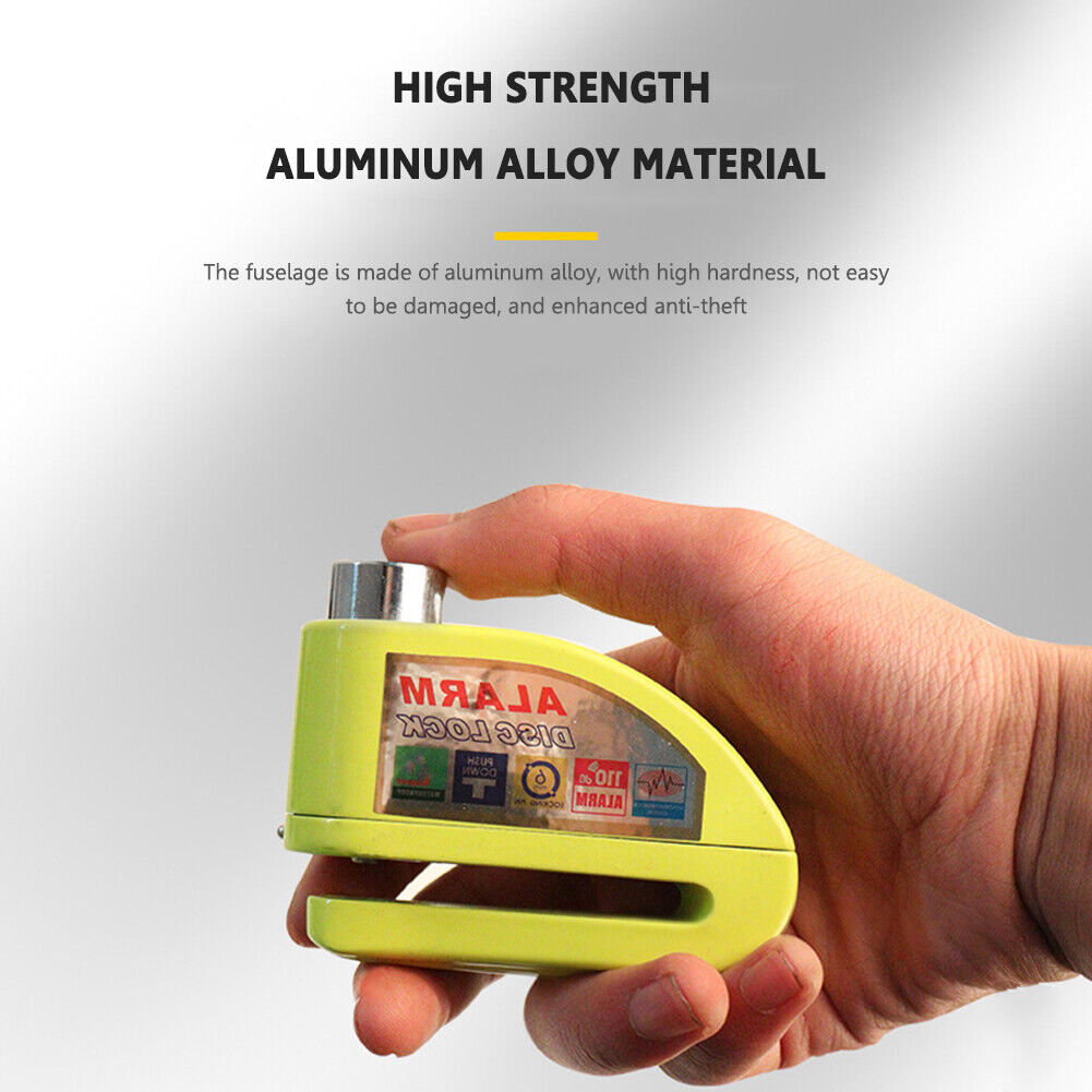 Motorcycle Bike Alarm Lock Waterproof MTB Bicycle Disc Brake Locks (Yellow)