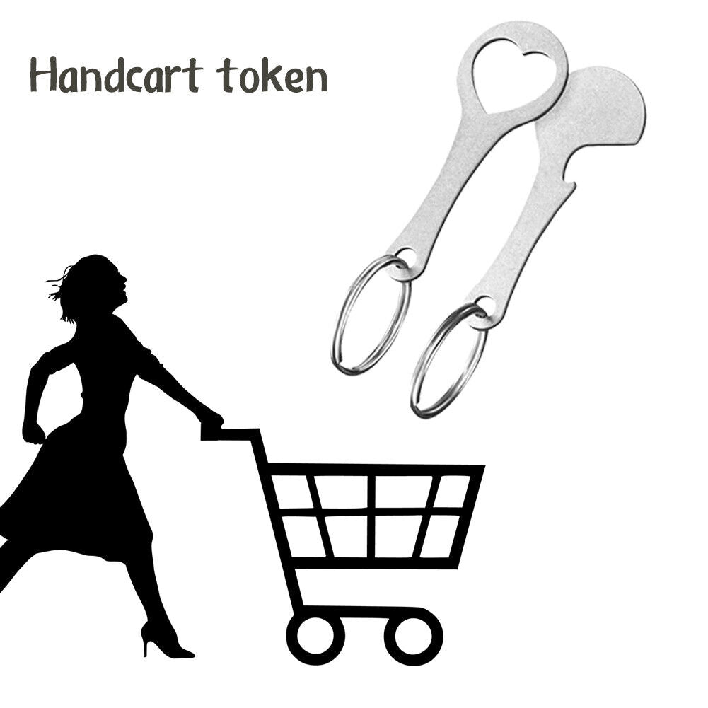 2pcs Metal Keychain Shopping Cart Tokens Accessories Key Ring Hook (C)