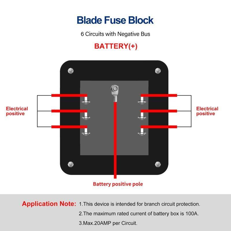 Fuse Block With Ground Circuit Box Holder Protection Cover LED Light Indication