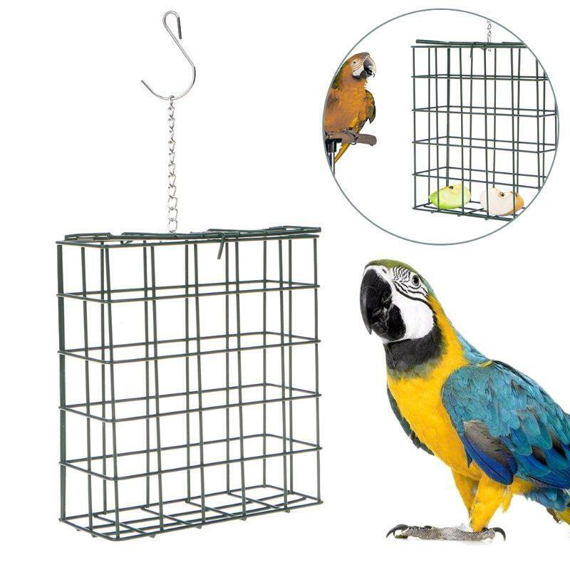 Bird Feeder Green Cube Cage Food Container Outdoor Wild Birds Parrot Feeding