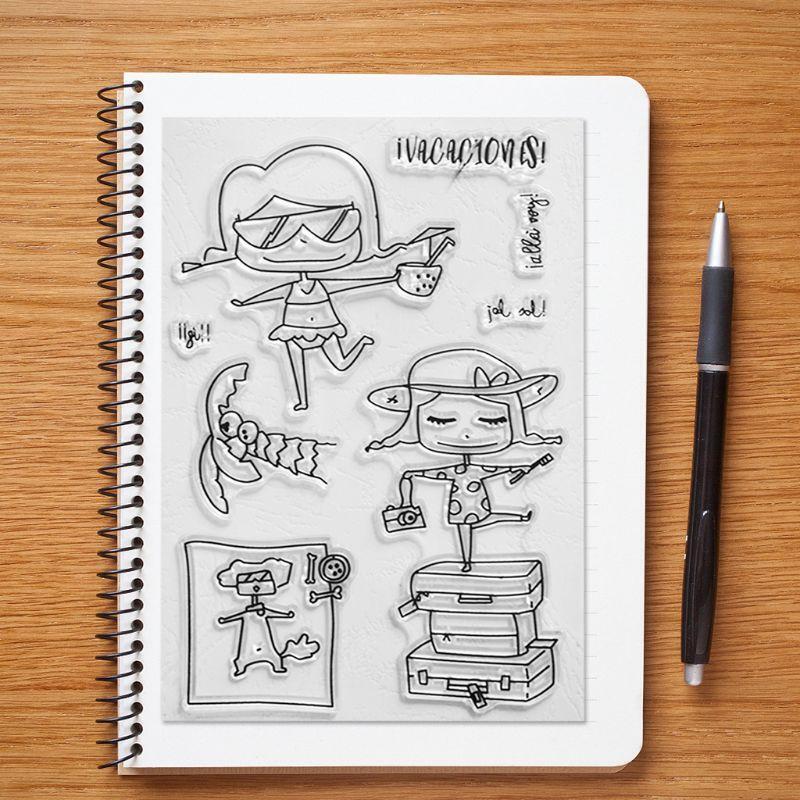 Travel Girl Silicone Clear Seal Stamp DIY Scrapbooking Embossing Photo Album Art