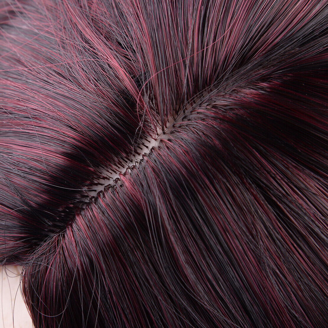 Long Straight Ombre Burgundy Red Women Wig Full Hair Without Bands