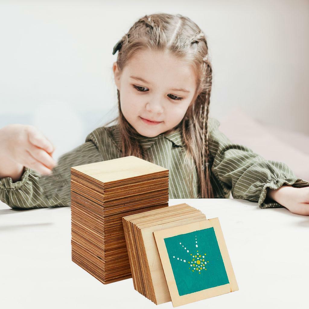 60 Pieces Unfinished Square  Pieces en Slices Holiday Christmas DIY