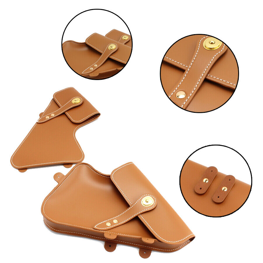 1 Pair Side Bag Brown PU Leather Motorcycle Storage Bag For BMW R Nine T 2014-Up