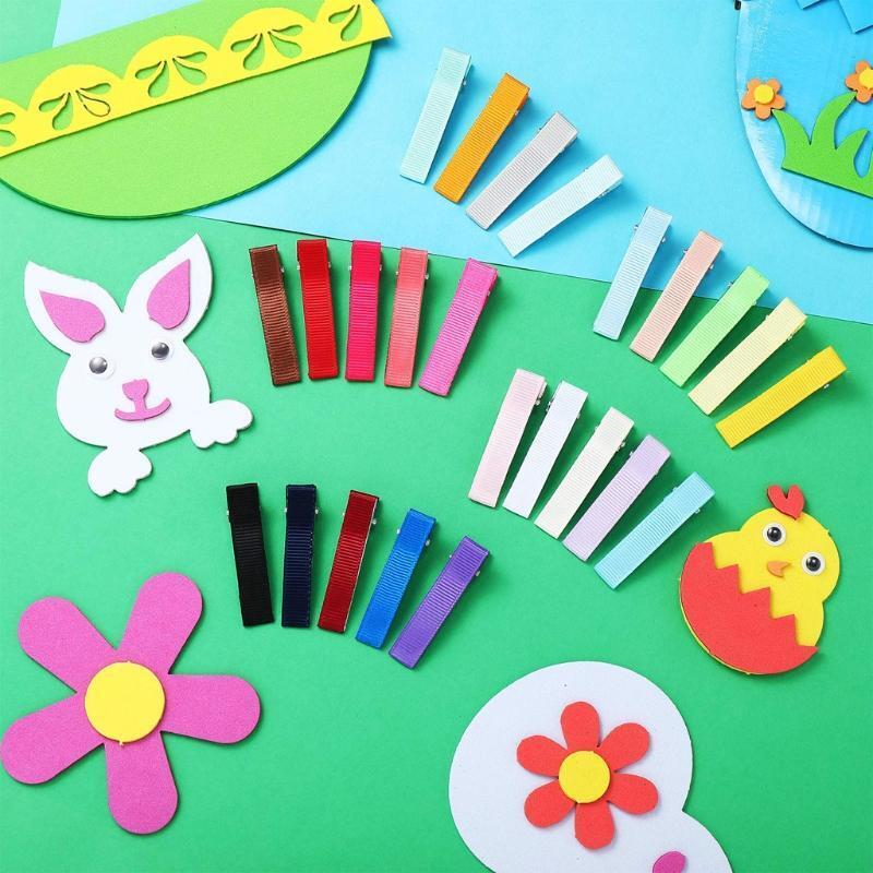 100 Pcs Single Prong Metal Alligator Hair Clip Flat Top Hair Grip DIY Hair Clips