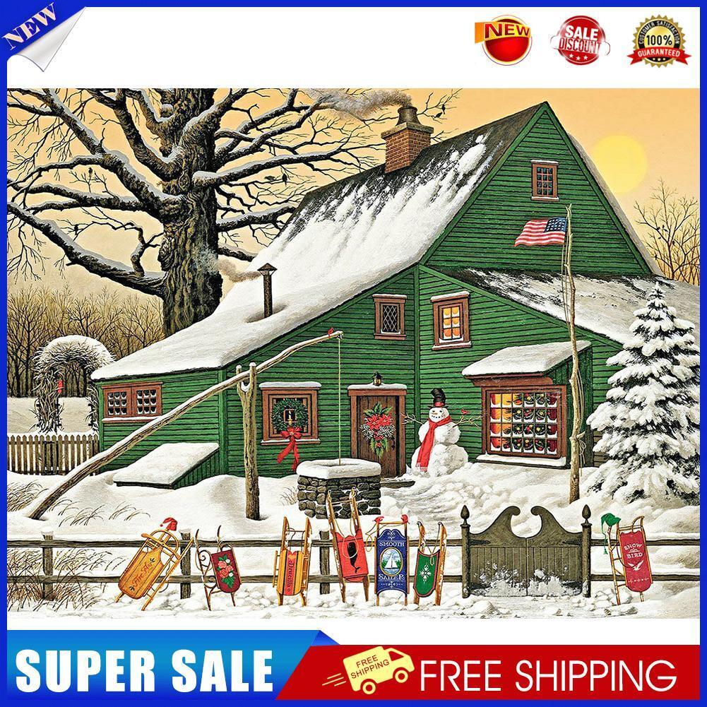 5D Diamond Painting DIY Snow Green House Pictures Kits Full Drill Home Art
