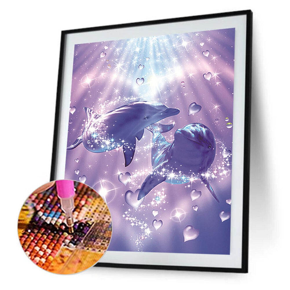 5D Dolphin Lovers Diamond Painting Embroidery DIY Full Drill Cross Stitch