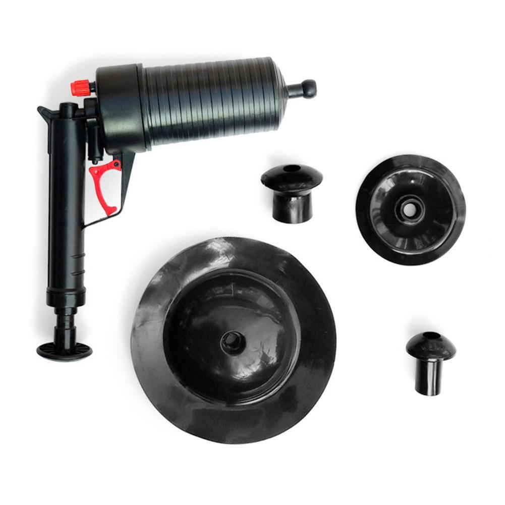 Toilet Dredge Plug Air Power Pump Bathroom Drain Cleaner Plunger (Black)