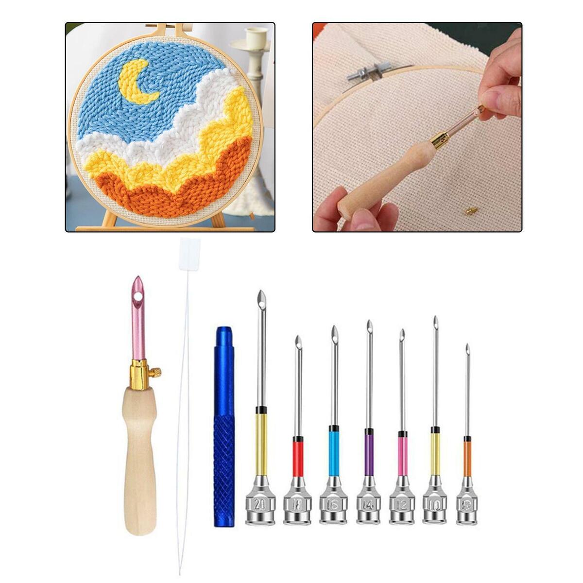 9Pcs Punch Needle Embroidery Kit  Tools Poking Knitting Sewing