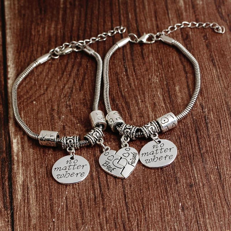 Love-shaped Best Friends Bracelets No Matter Where Bracelet Fashion Jewelry Gift