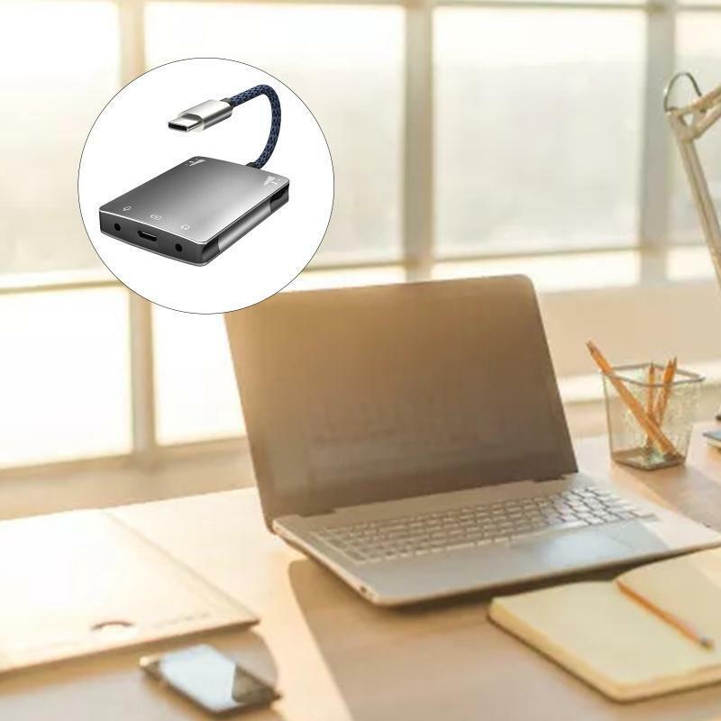 Typec Mobile Phone Adapter Sound Card Converter for K Song/Charging/ Sound Card