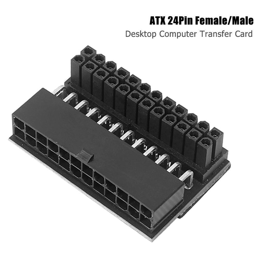 90 Degree Desktop Motherboard ATX 24Pin Female to 24Pin Male Power Adapter