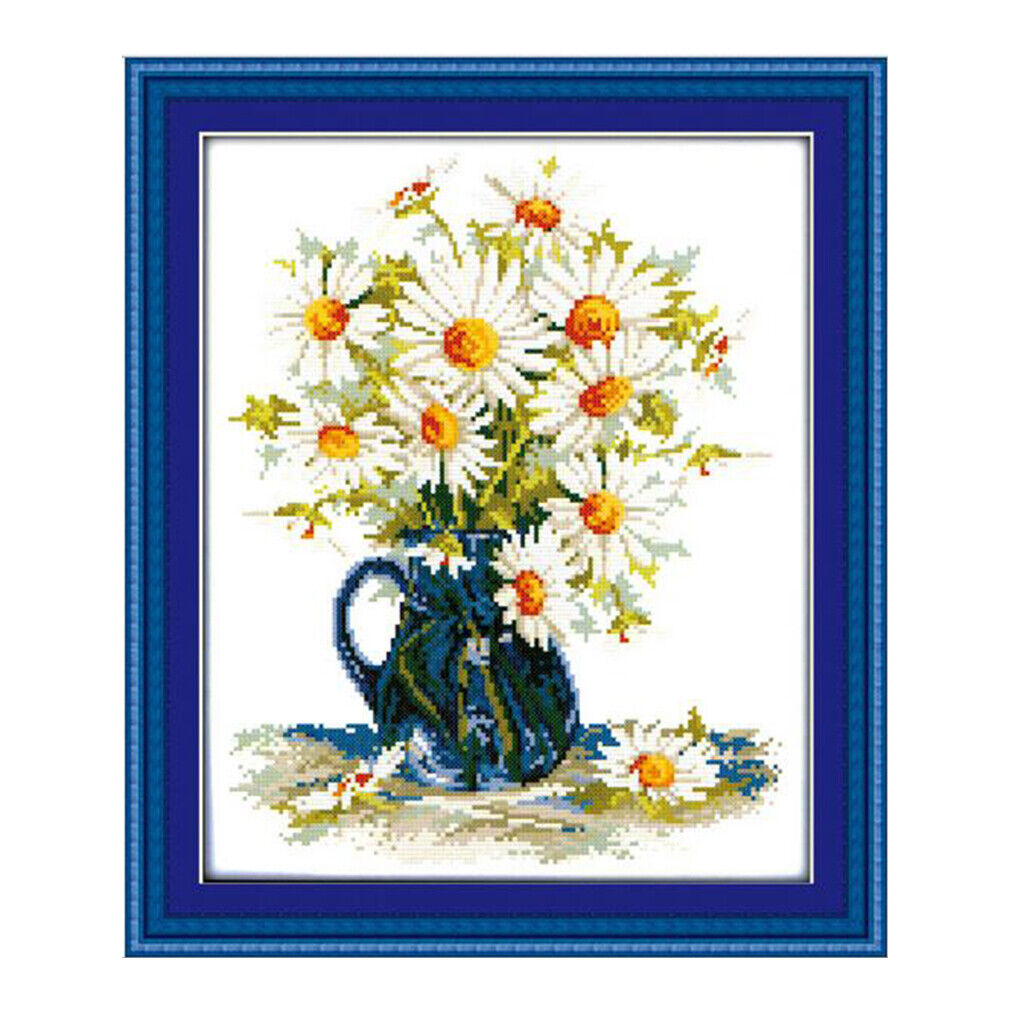 Daisy Flowers Stamped  Kits Pre- Pattern Embroidery Kit