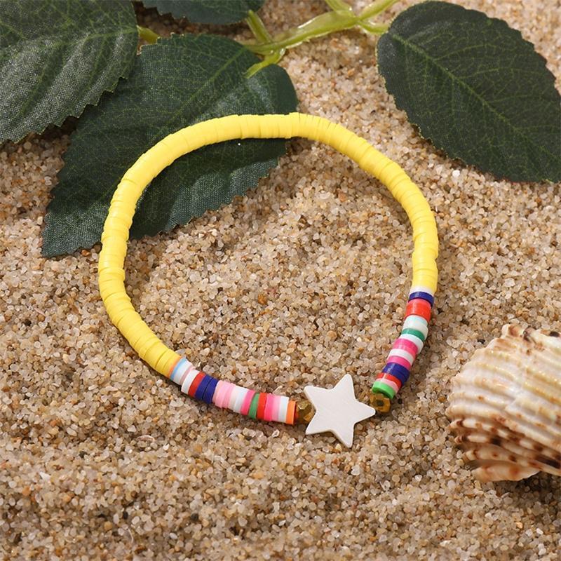 Mixed Colour Flat Round Polymer Clay Beads DIY Jewelry Making Bracelet