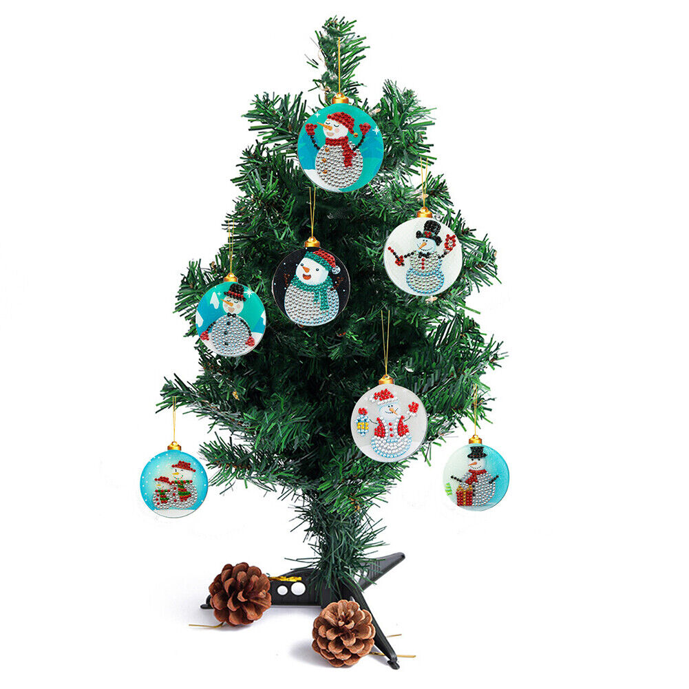 7pcs/Set DIY Acrylic Diamond Christmas Snowman Pendant Kit Rhinestone Decor