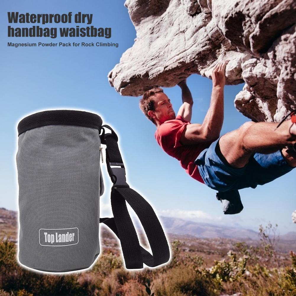 Climbing Chalk Bag Non-slip Adjustable Magnesium Powder Storage Pouch Grey