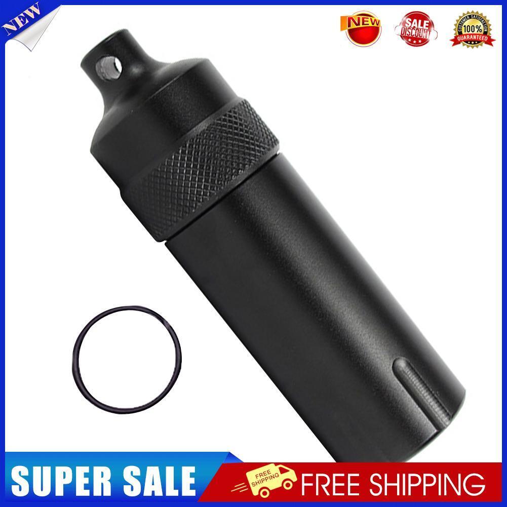 Drug Bottle EDC Waterproof Capsule Seal Container w/ Key Chain (Black)
