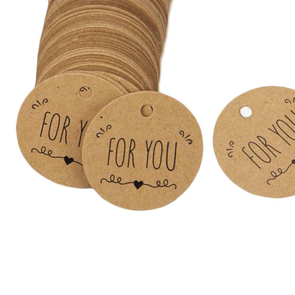 100pcs Round Kraft Paper Tags Hanging with  Wedding DIY Cards