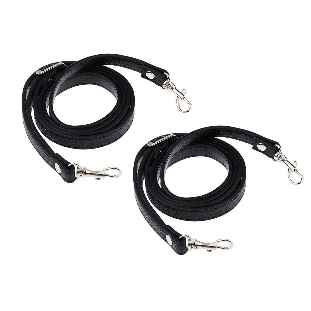 2x Handbag Leather Shoulder Strap Belt Replacement Black Crossbody Accessory