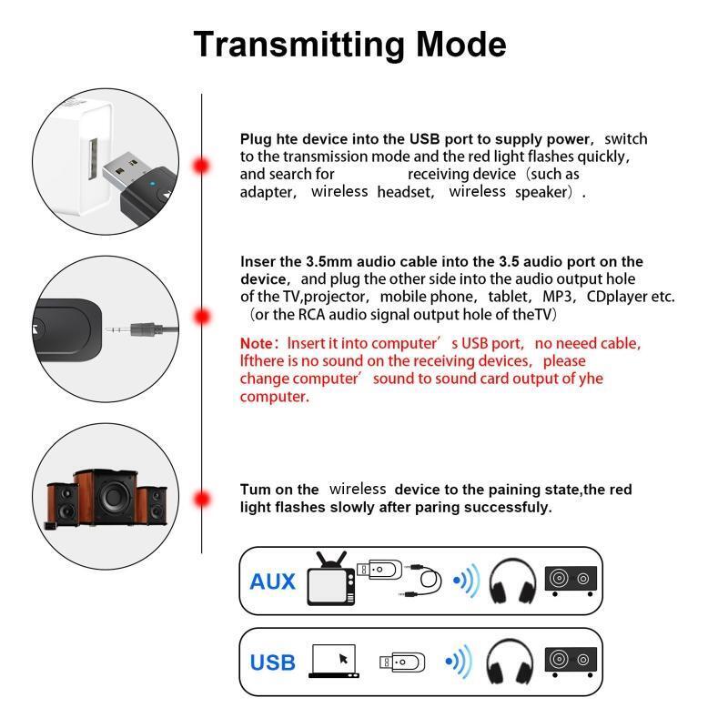 3 in1 Wireless Car 3.5mm Audio Adapter Mini Bluetooth-compatible 5.0 Transmitter