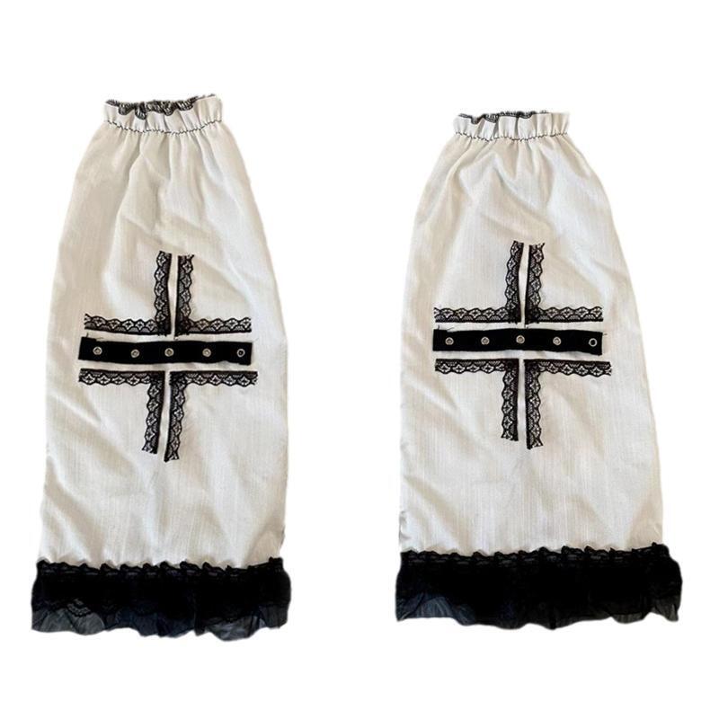 Gothic Cross Women Socks Sleeve Leg Warmers Foot Cover Thigh High Loose Stocking
