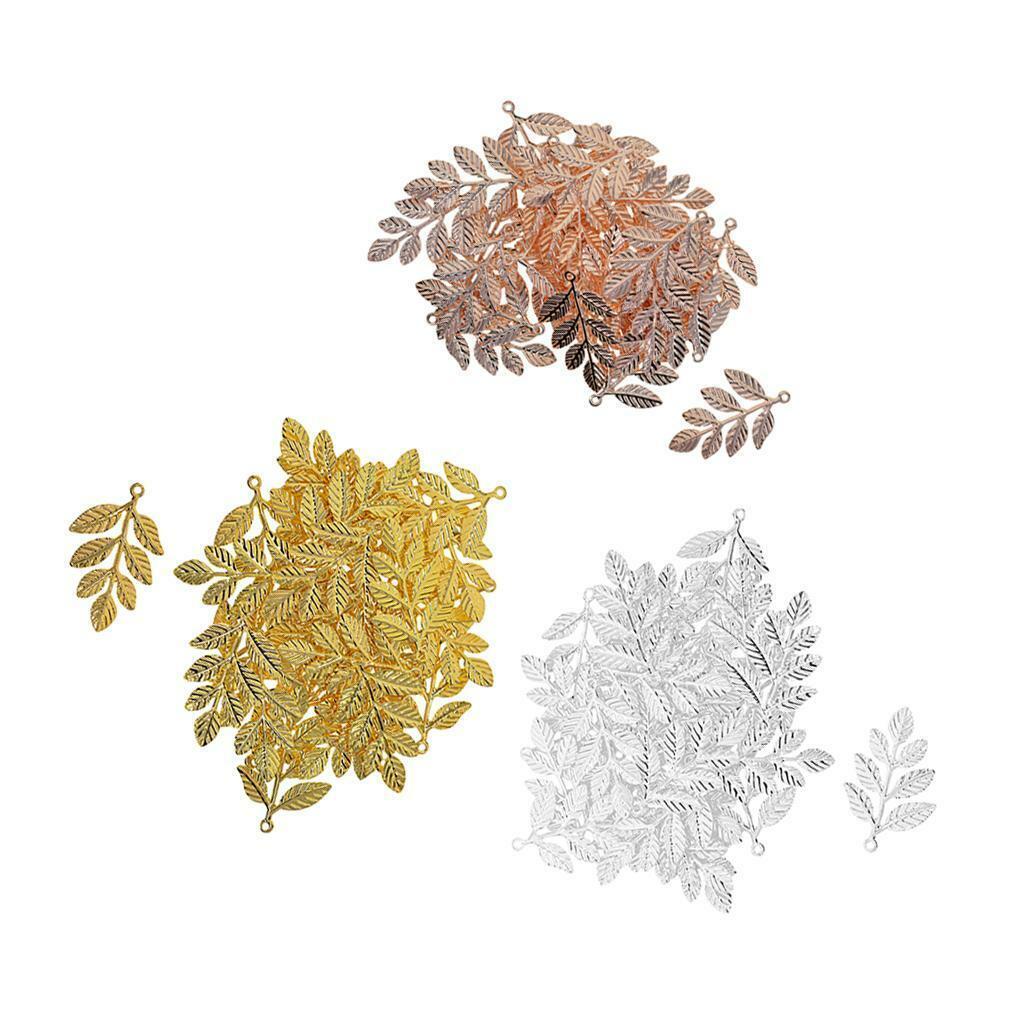 90x Large Filigree Leaf Branches Pendants Ornament Jewelry Findings Supplies
