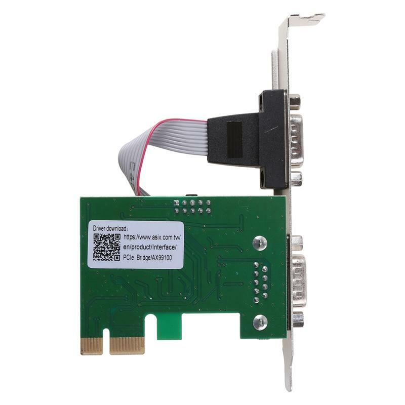 PCIe Dual Serial Expansion Card Chip AX99100 2 Port Industrial DB9 COM RS232
