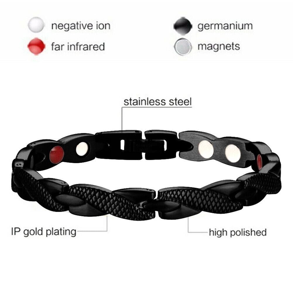 Twisted Dragon Magnetic Therapy Couple Bracelet Detachable Bangles (Black)