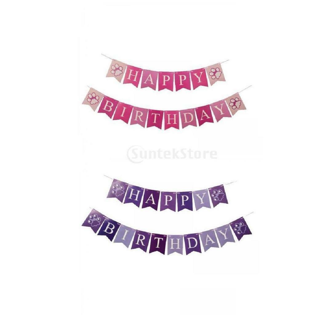2x Cactus Puppy Happy Birthday Banner Decoration Ornaments For Window