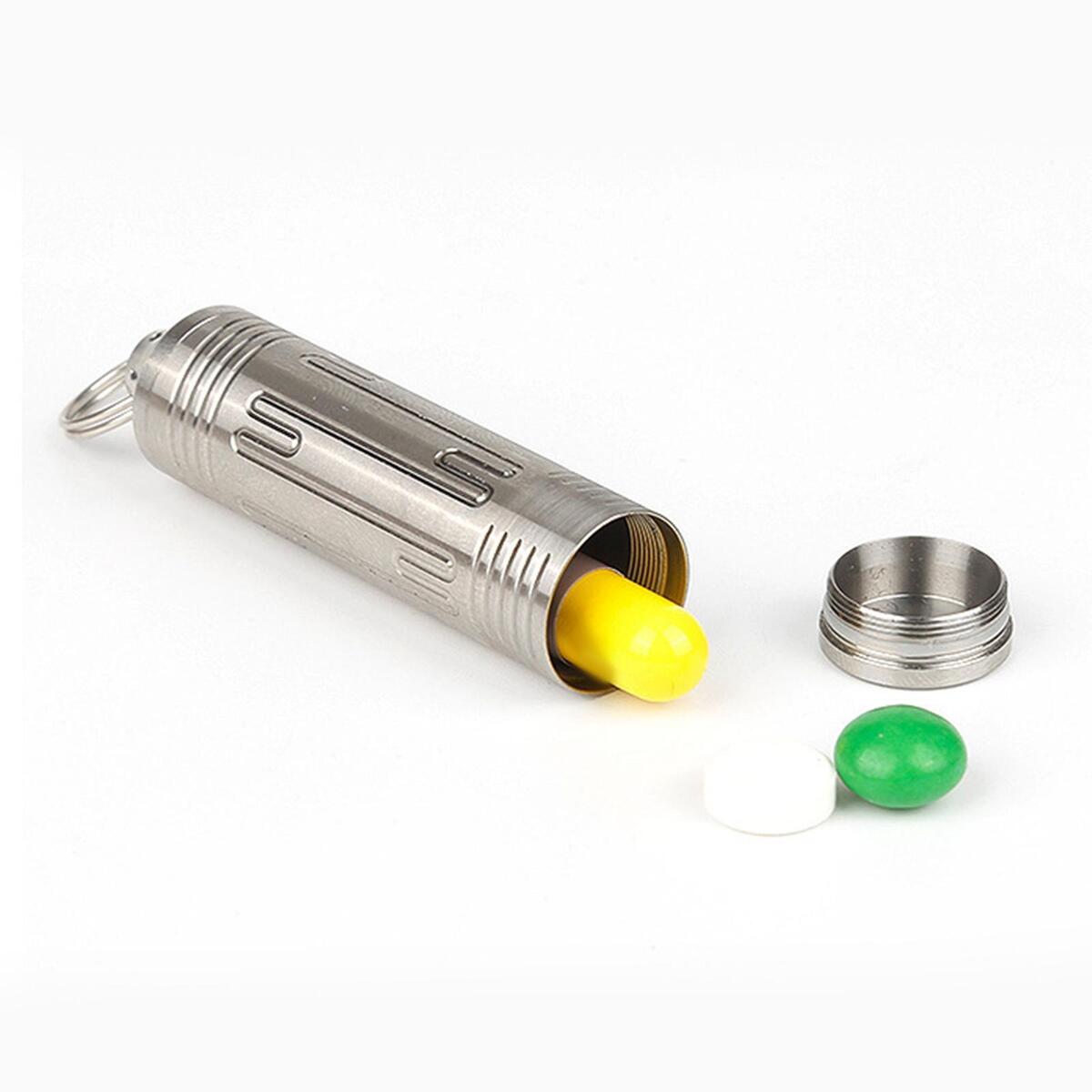 Pocket Pill Holder Box Capsule Seal Bottle Keychain Medicine Case Container