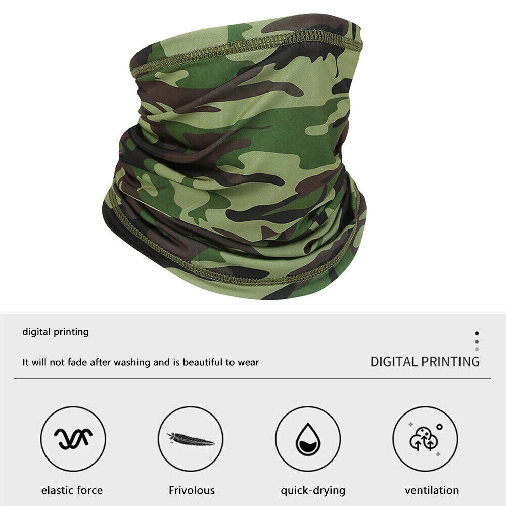 Cycling Neck Tube Scarf Ice Silk Running Bandana (Army Green Camouflage)