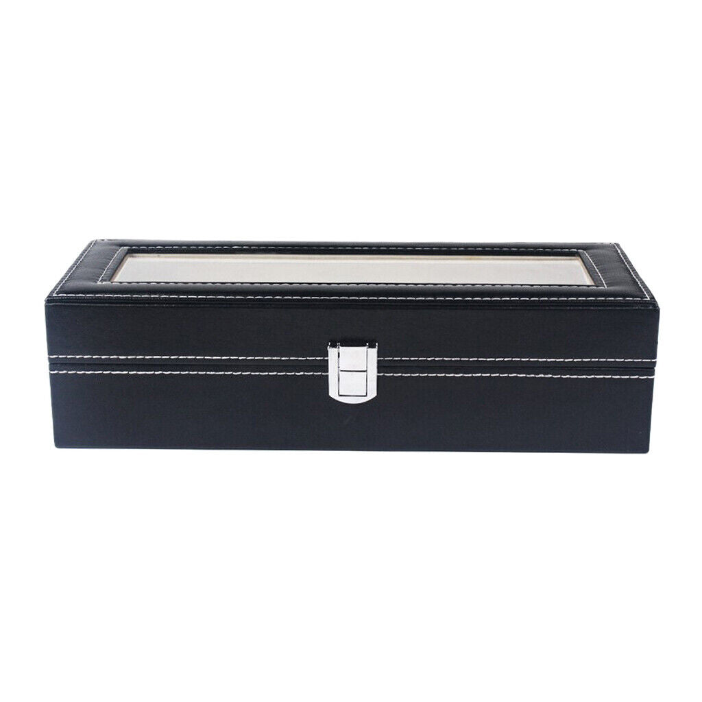 Luxury 6 Compartment Pu Leather Watches Box Jewelry Display Watch Showcase
