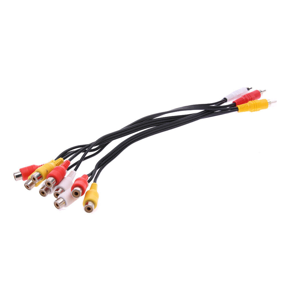 3 RCA Male to 9 RCA Female Composite Audio Video AV Cable Splitter for DVD
