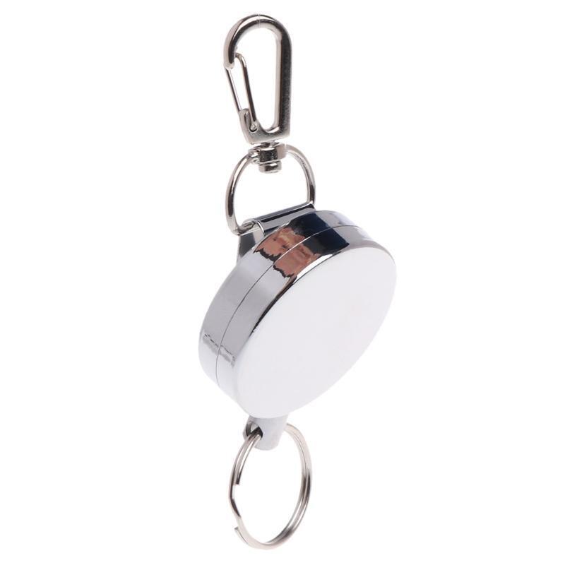Fishing Zinger Retractor Key Ring Reel Holder Retractable Steel Cable Full Metal