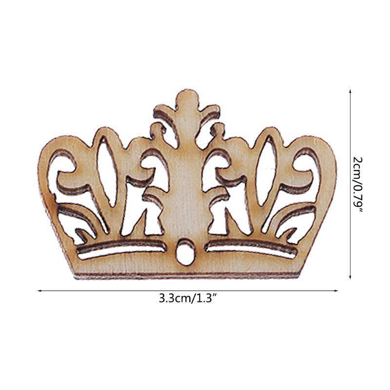 25 Pcs Crown Shape Wooden Slices Kit Rustic Natural Wood Cutout Slices Ornaments