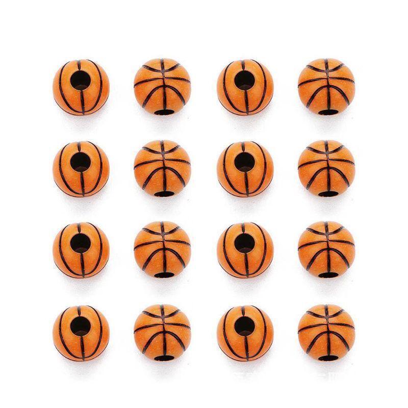 100 Pcs Basketball Round Ball Beads 12mm Sports Pony Spacer Beads Jewelry Making
