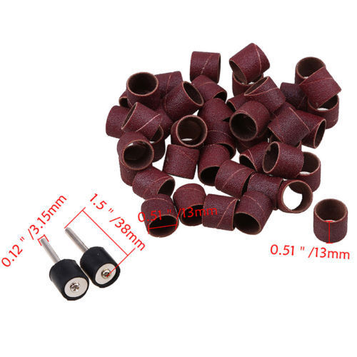 50Pcs 1/2" Sanding Bands Sleeves Drums with 2 Mandrels For Rotary Tool AU