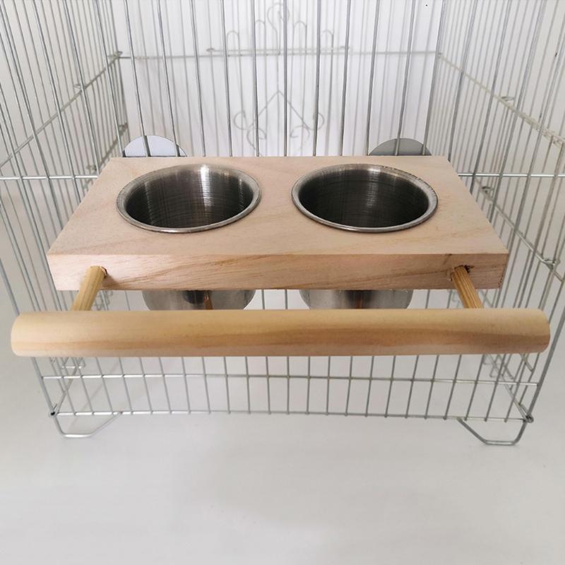 Bird Perch Feeder Detachable Feeding Cups Water Bowl for Lovebirds Cockatoos