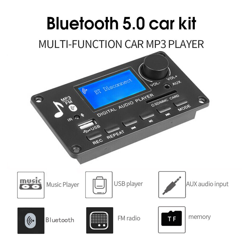 12V Amplifier MP3 Decoder Board Bluetooth-compatible FM Radio Audio Module