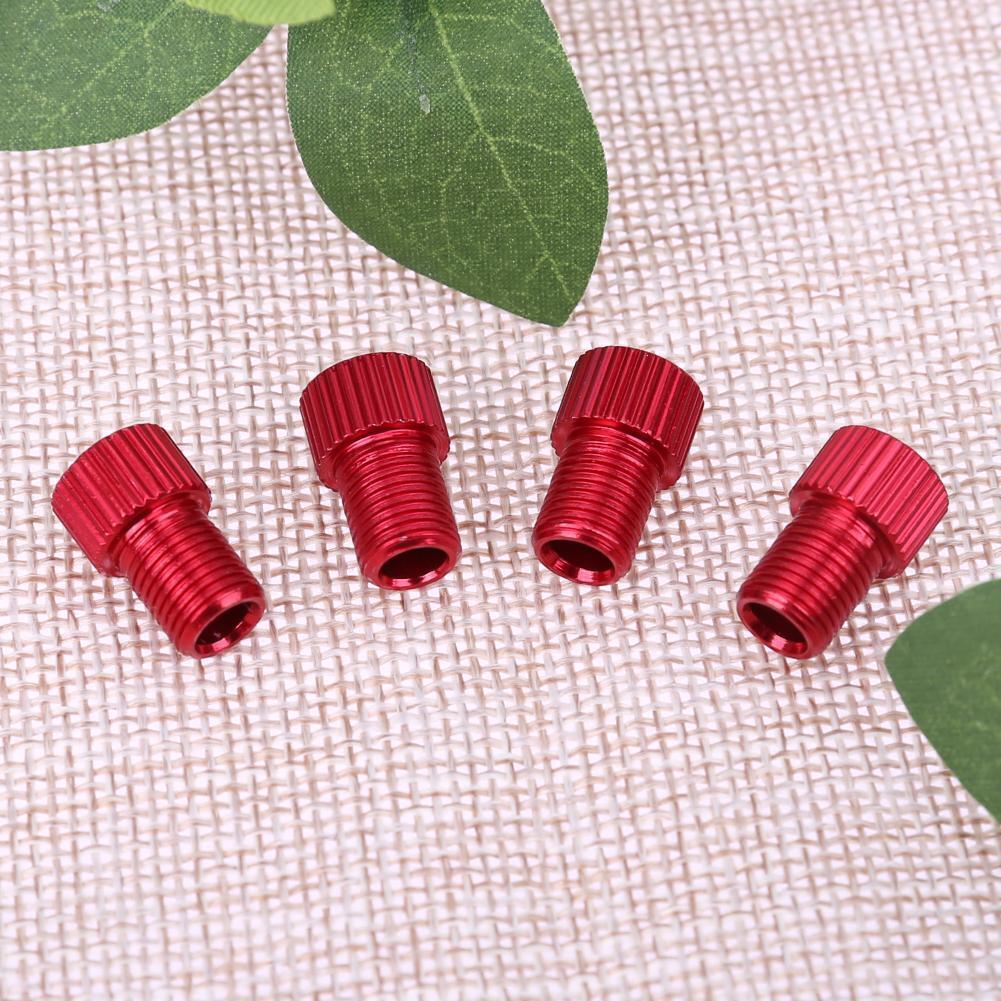 4pcs Presta to Shrader Bicycle Road Bike Valve Adapters Converters (Red)