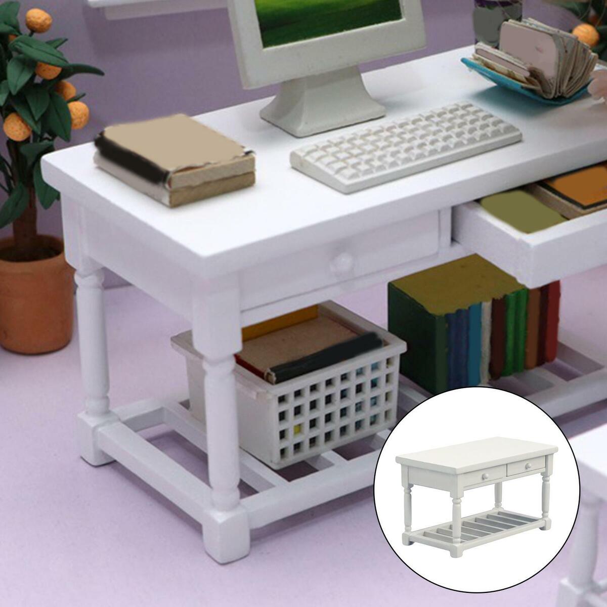 1:12 Scale Wooden Desk  Life Scene Living Room Scenery Decor