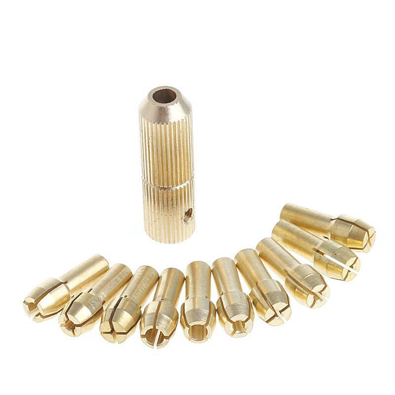 10Pcs 0.5-3.2mm Micro Twist Hand Drill Kit Chuck Electric Drill Bit Collet+2mm